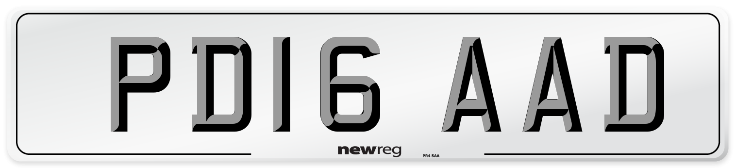 PD16 AAD Number Plate from New Reg